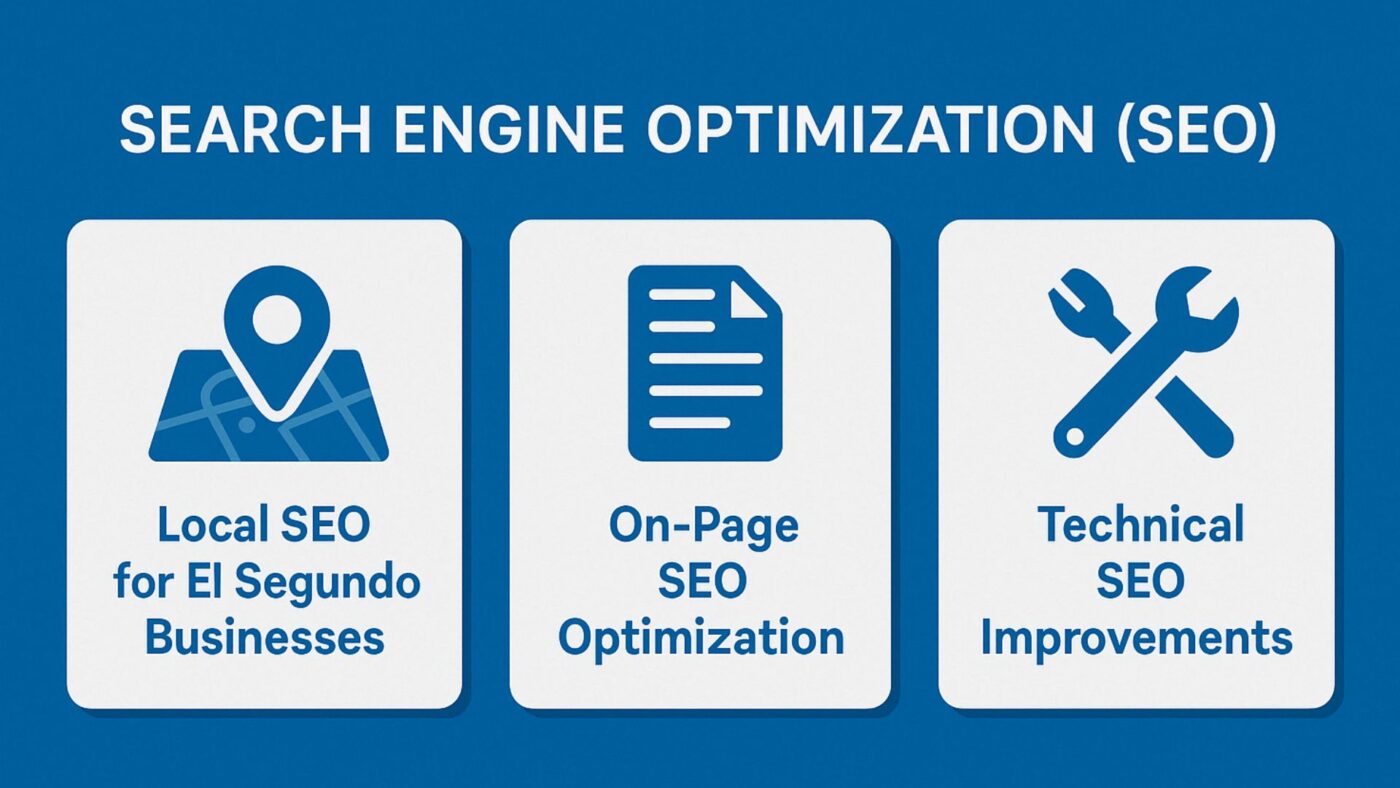 Search Engine Optimization (SEO) in El Segundo California including Local SEO, On-Page SEO, and Technical SEO.